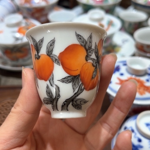 手绘茶杯盖碗壶承