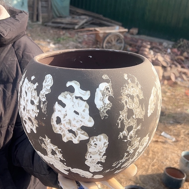 紫砂花盆高度25口20    