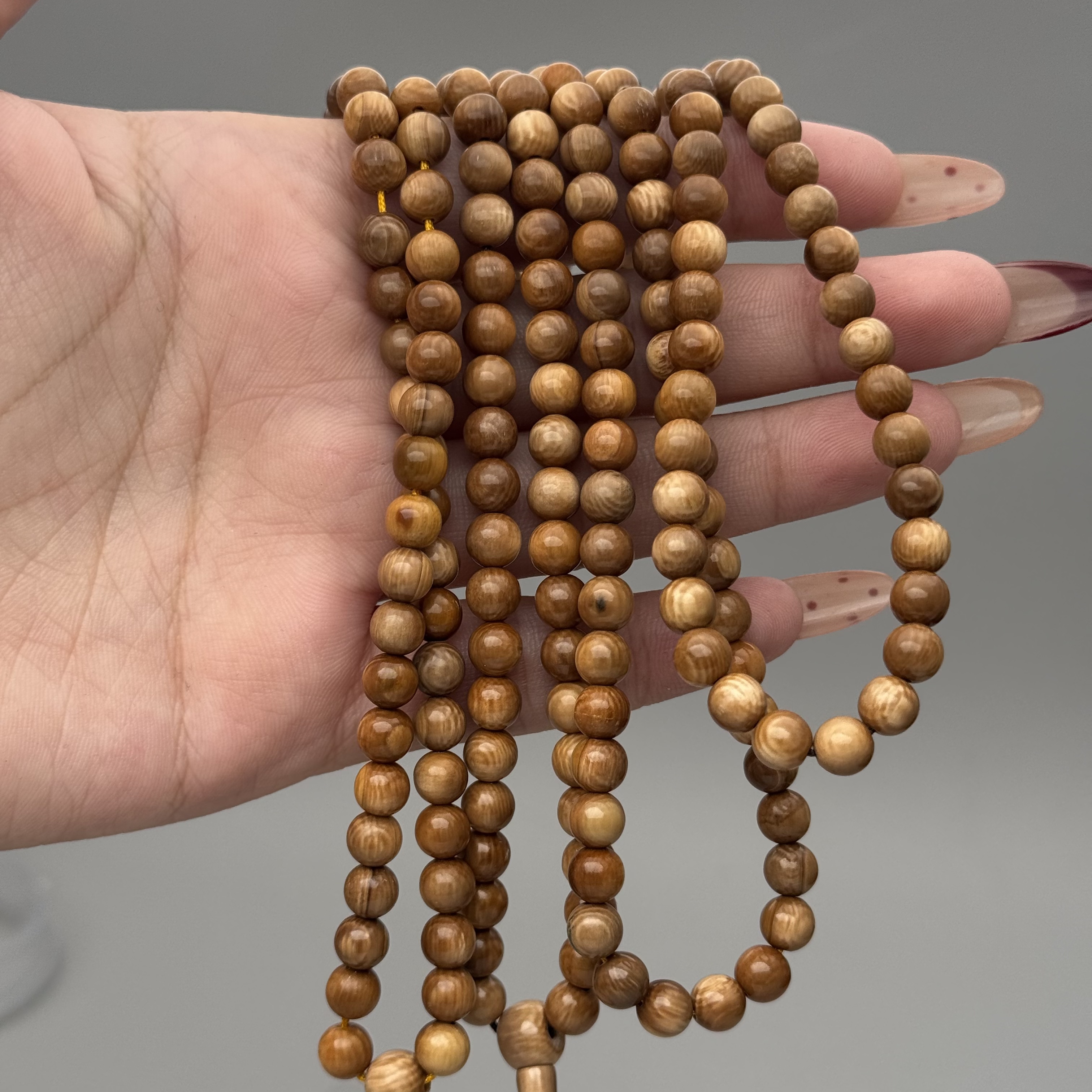 DEZHI/德志6mm深咖圆珠108颗珠链咖料天然猛犸牙SK07