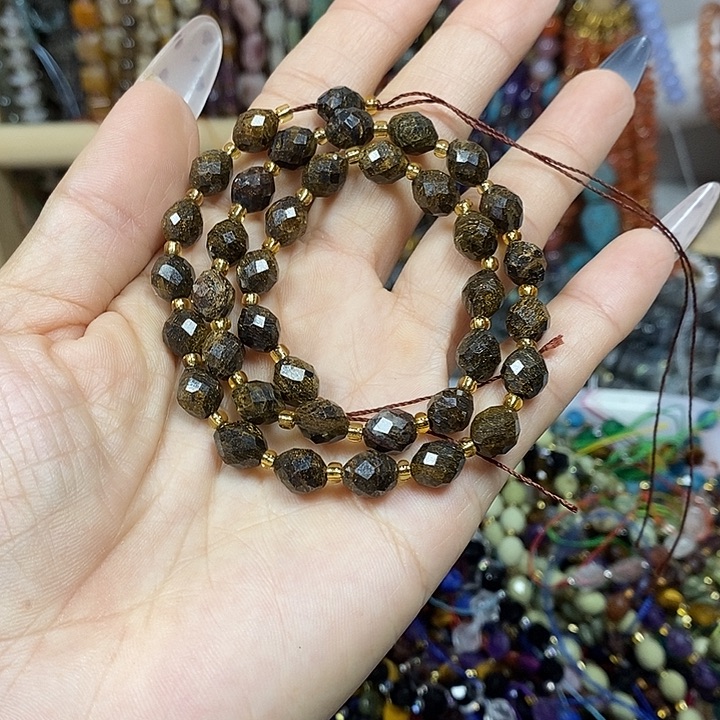 玛瑙/玉髓未镶嵌珠宝半成品天然古铜灰米切卡7*8mm
