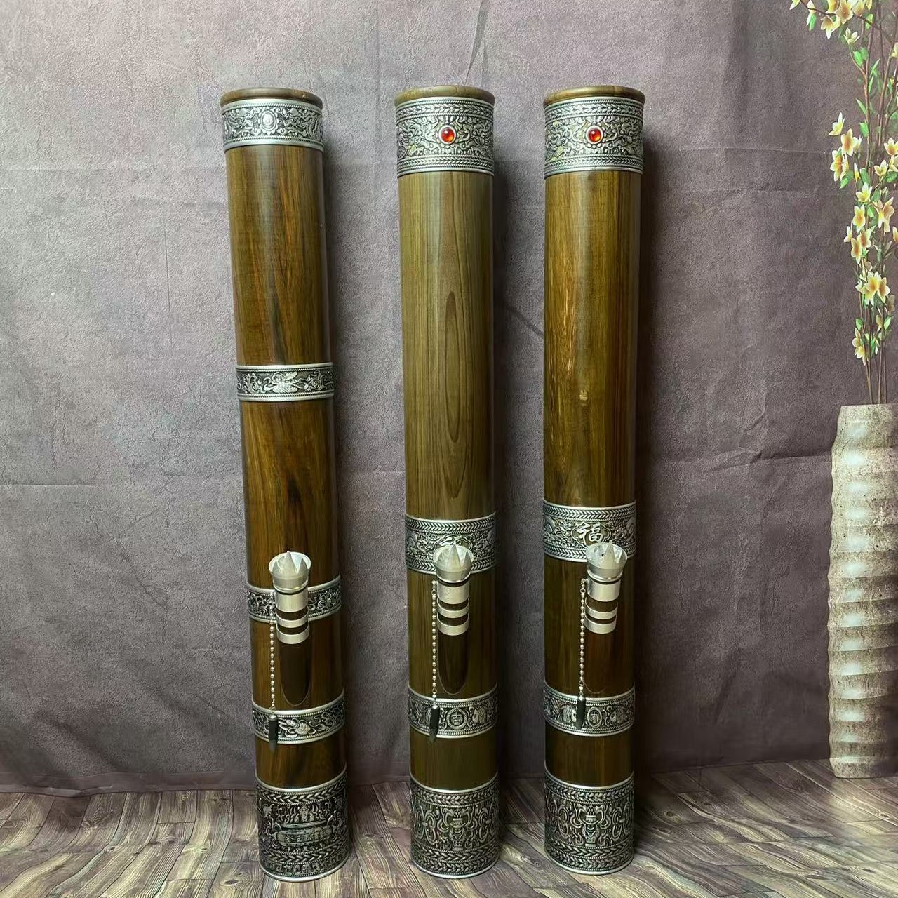 阴沉木复古包边大号高度78厘米外直径9.5厘米中大号高度75