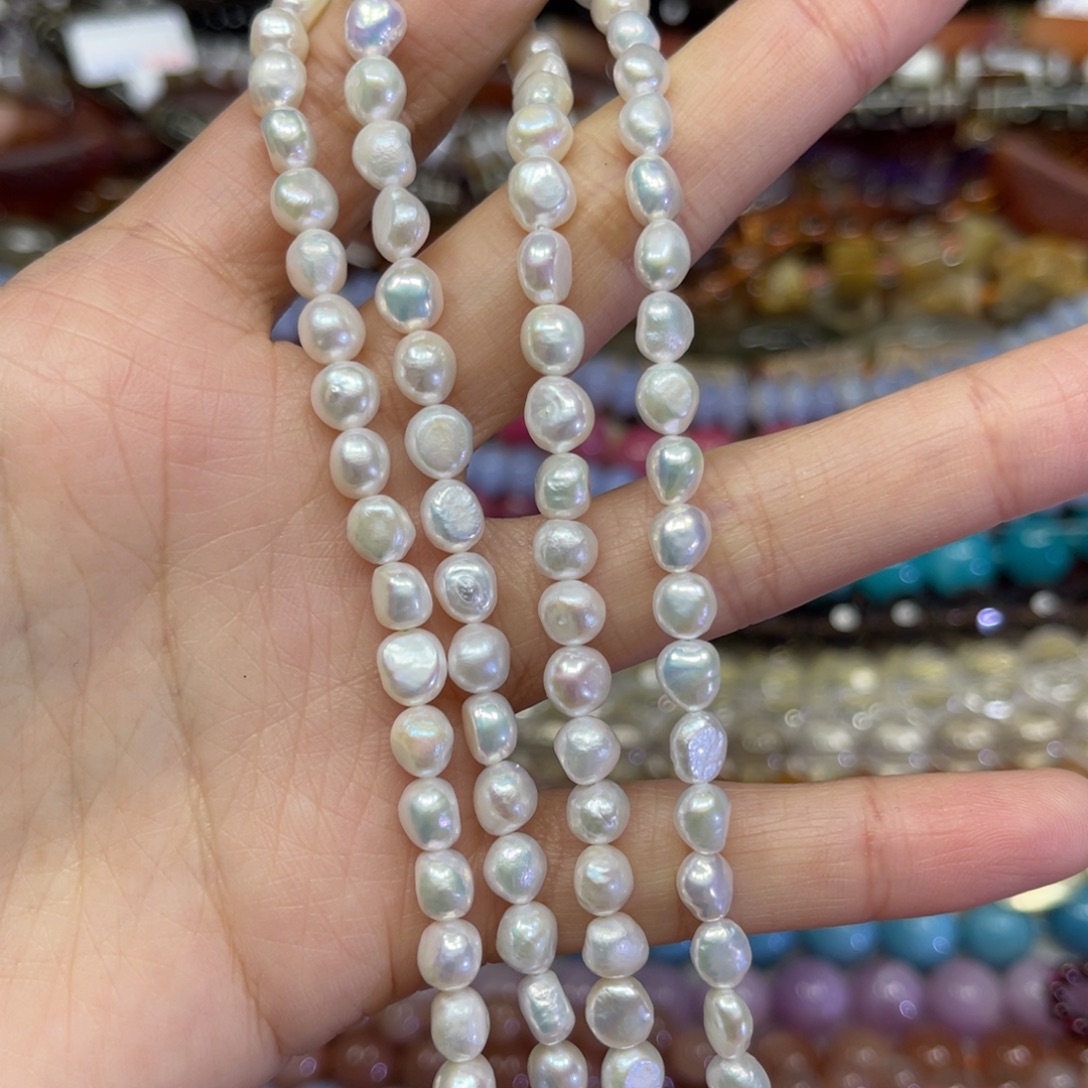 玛瑙/玉髓散珠天然无核珍珠卡5.6长条38厘米