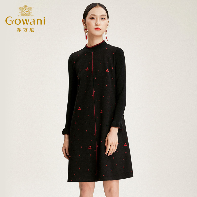 乔万尼商裙子秋冬新款简约大气打底裙中长款连衣裙EN4E710