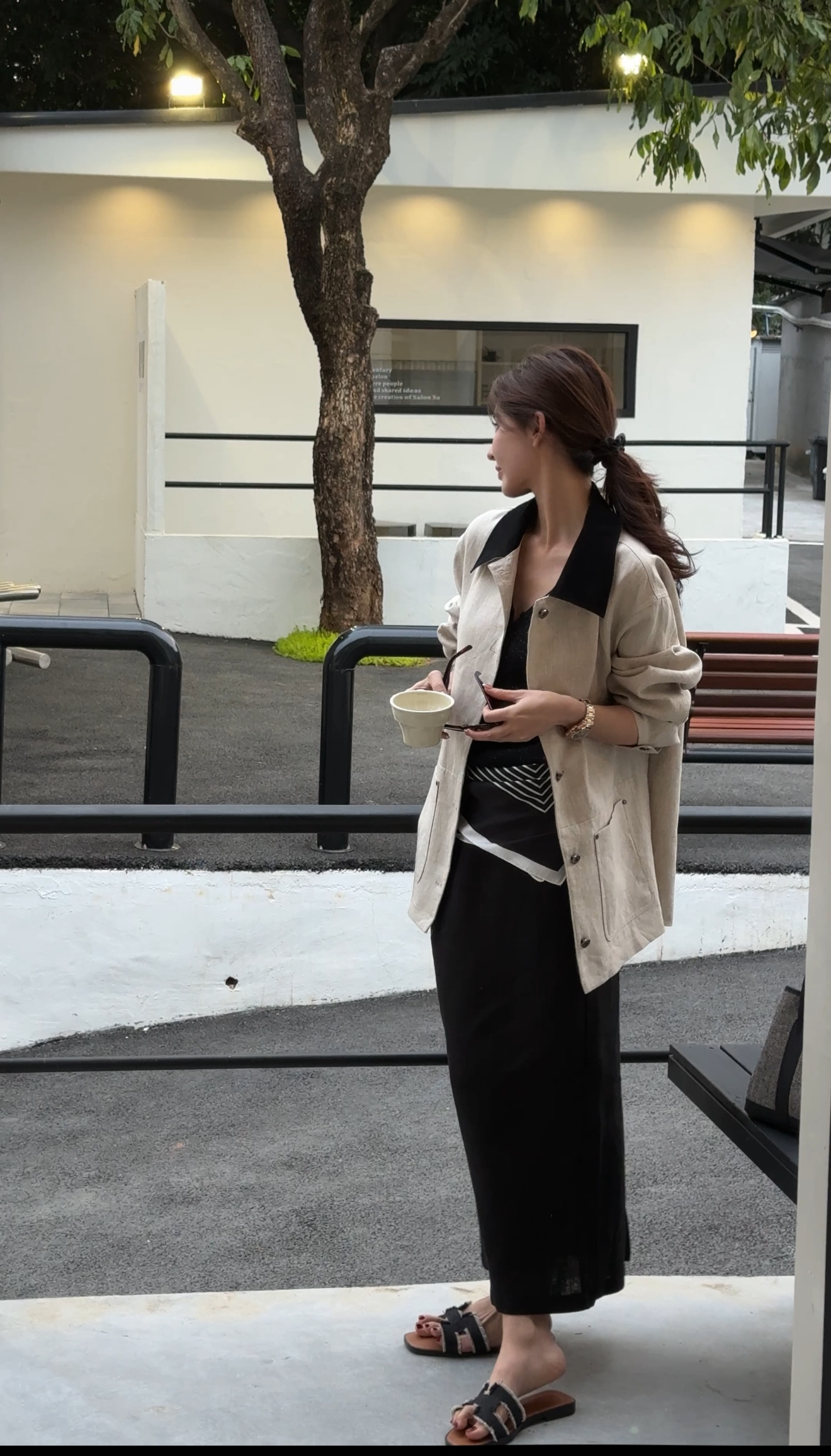 【灯芯绒拼接polo领老钱风亚麻外套】SY1611