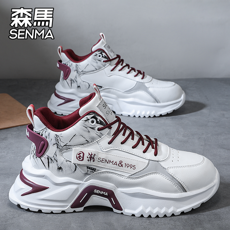 森马男鞋2025新款秋冬高帮青少年厚底增高老爹鞋潮流休闲运动潮鞋商品图