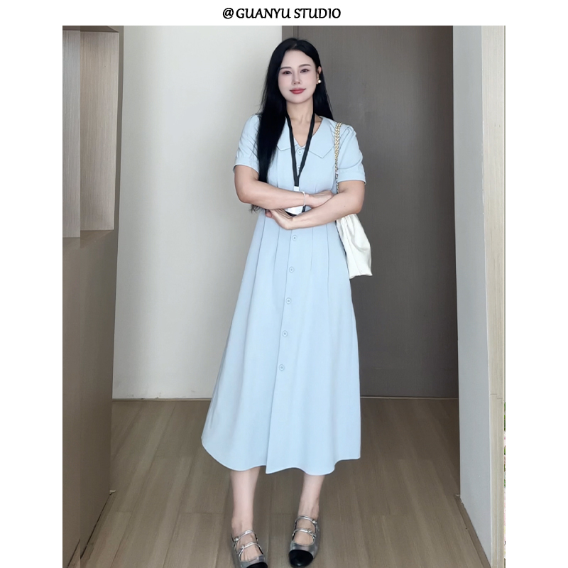 【泡芙日记】蛋妹大码女装微胖mm夏季显瘦遮肉裙子连衣裙DM30733