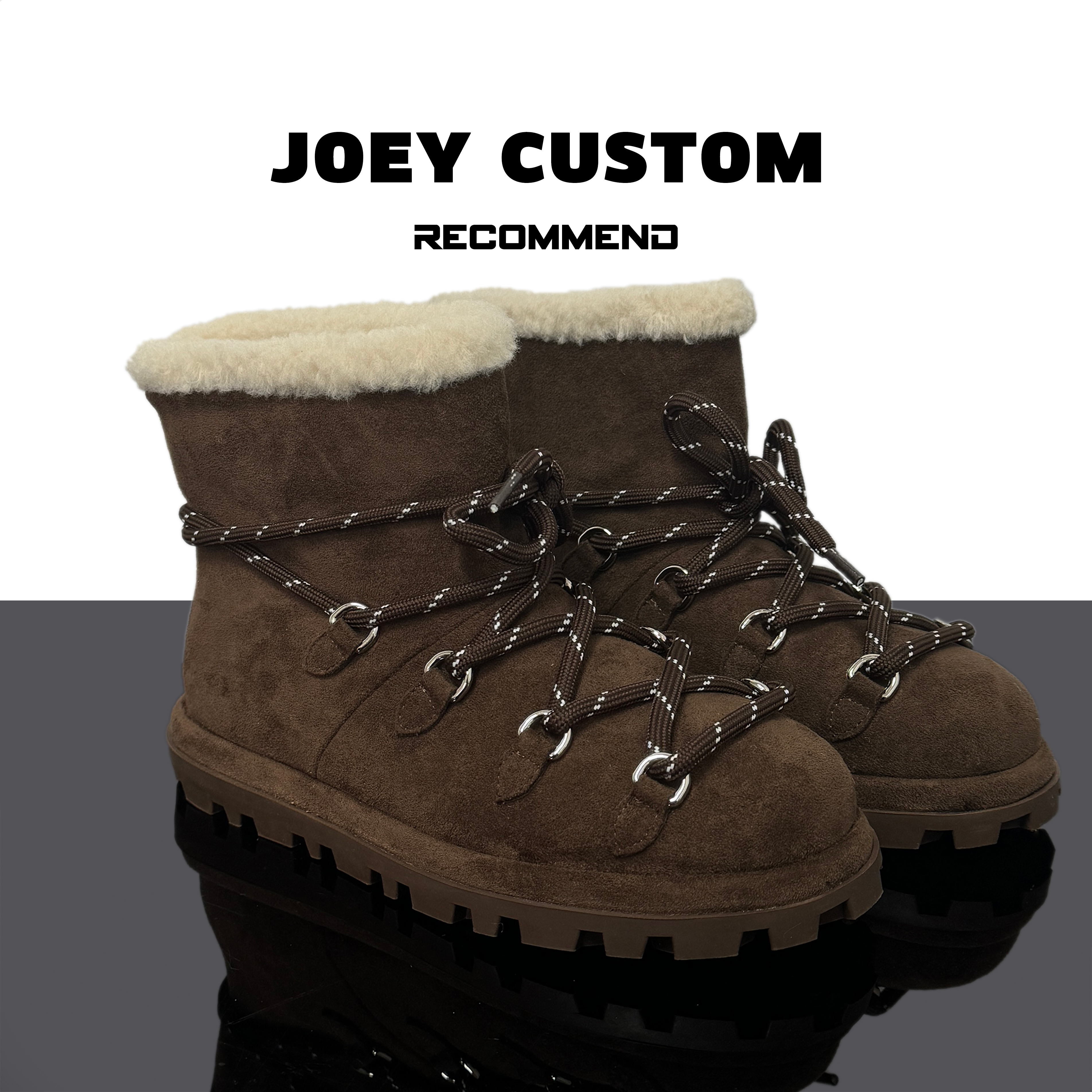 JOEY | 绑带设计冬季上新设计款保暖加绒厚底雪地靴女潮靴 8631