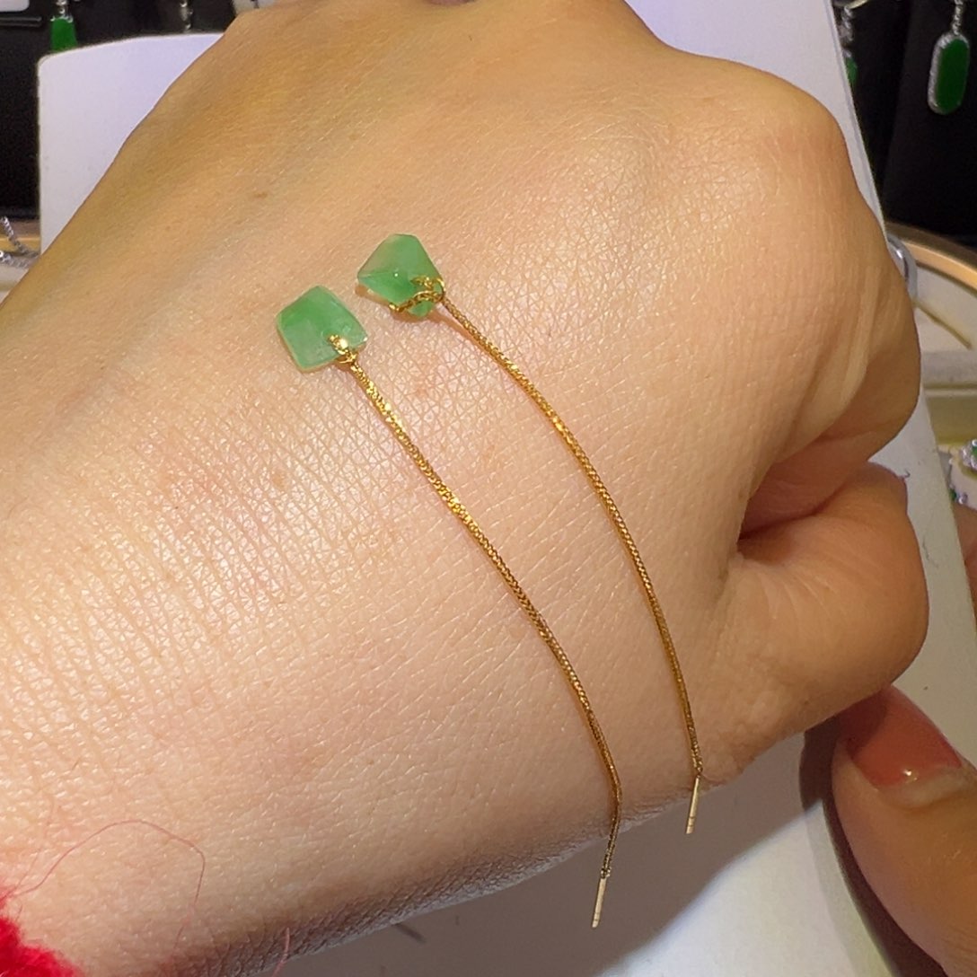 翡翠颈饰18K金镶嵌耳环