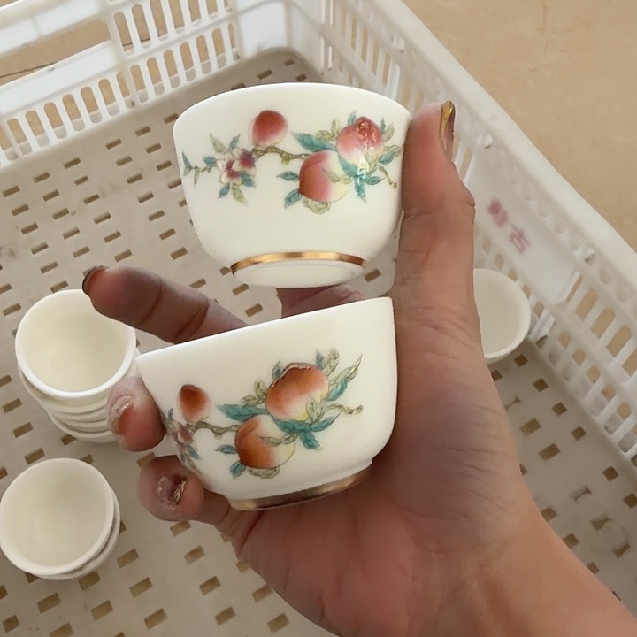 高端素烧羊脂玉专场如意杯两个一组