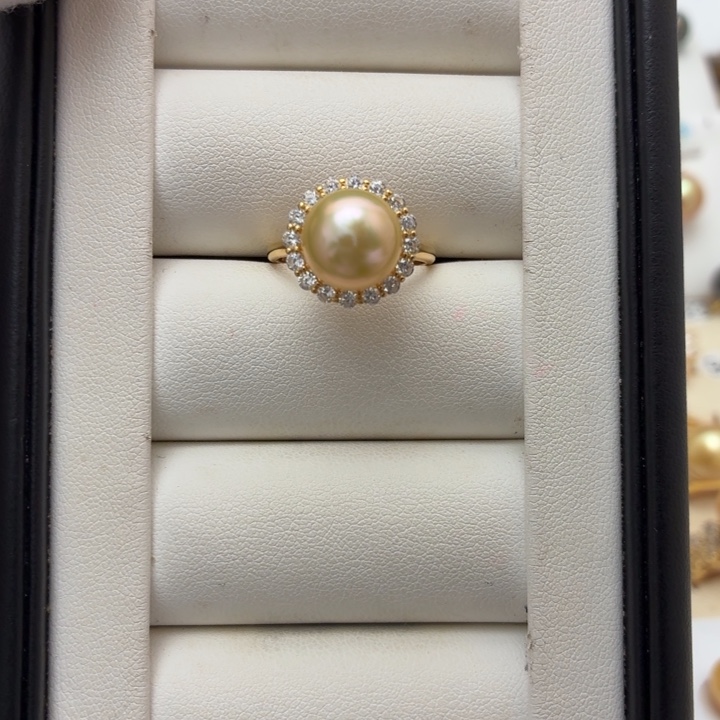 戒指海水珍珠银S925镶嵌