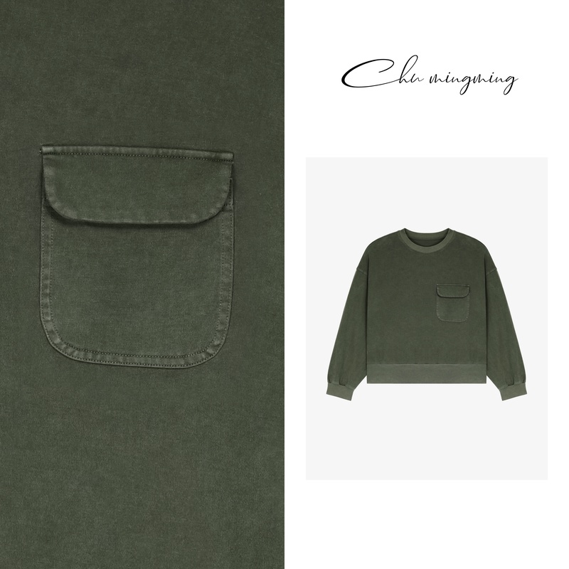 【CHU/2024SSNEW】原创设计《半夏》户外绿色复古圆领口袋套装24410