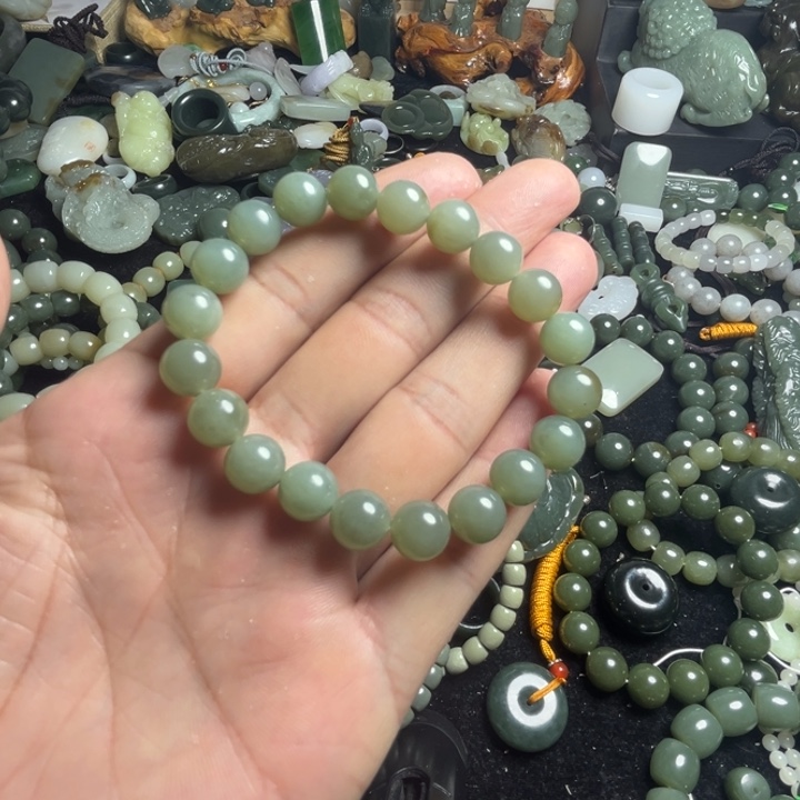 和田玉手串未镶嵌明***好卡1 0