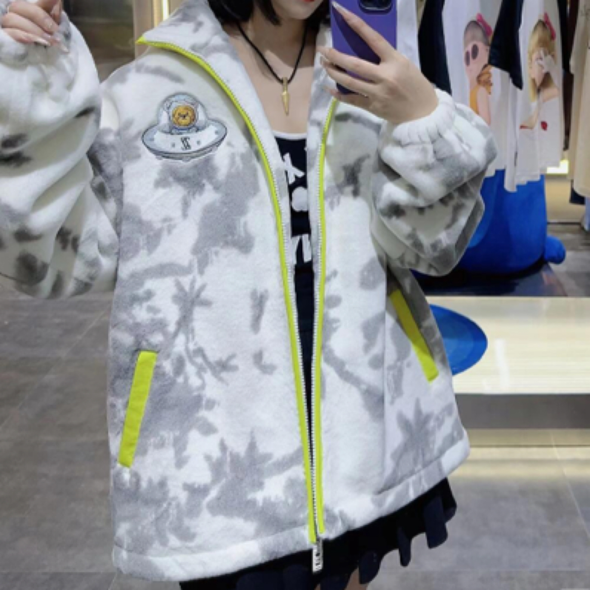 TSMLXLT 扎染丝滑休闲保暖外套立领加厚