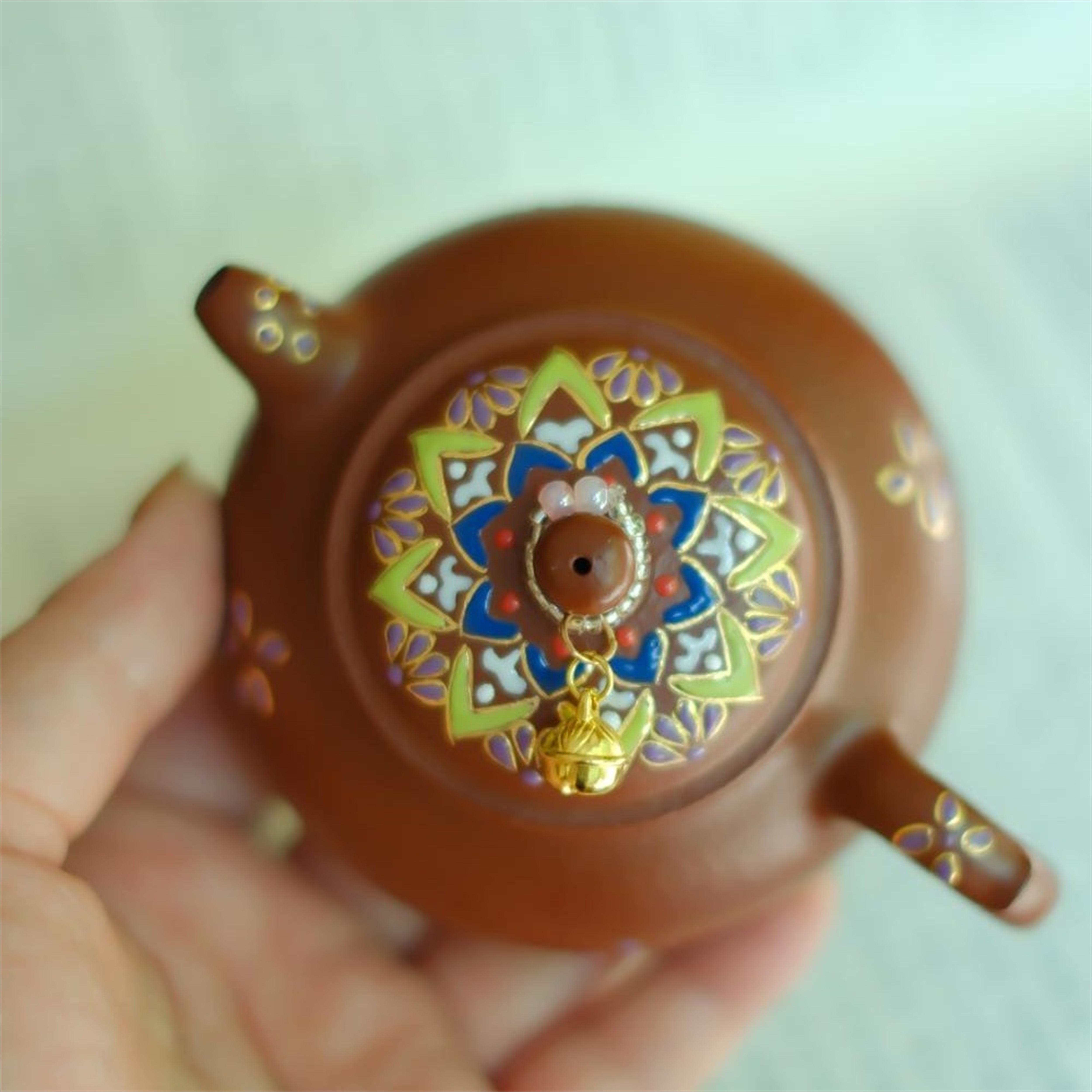 大碗茶器【名炉·珐琅彩】·朱泥·140cc·内推球孔宜兴紫砂壶精工泥绘