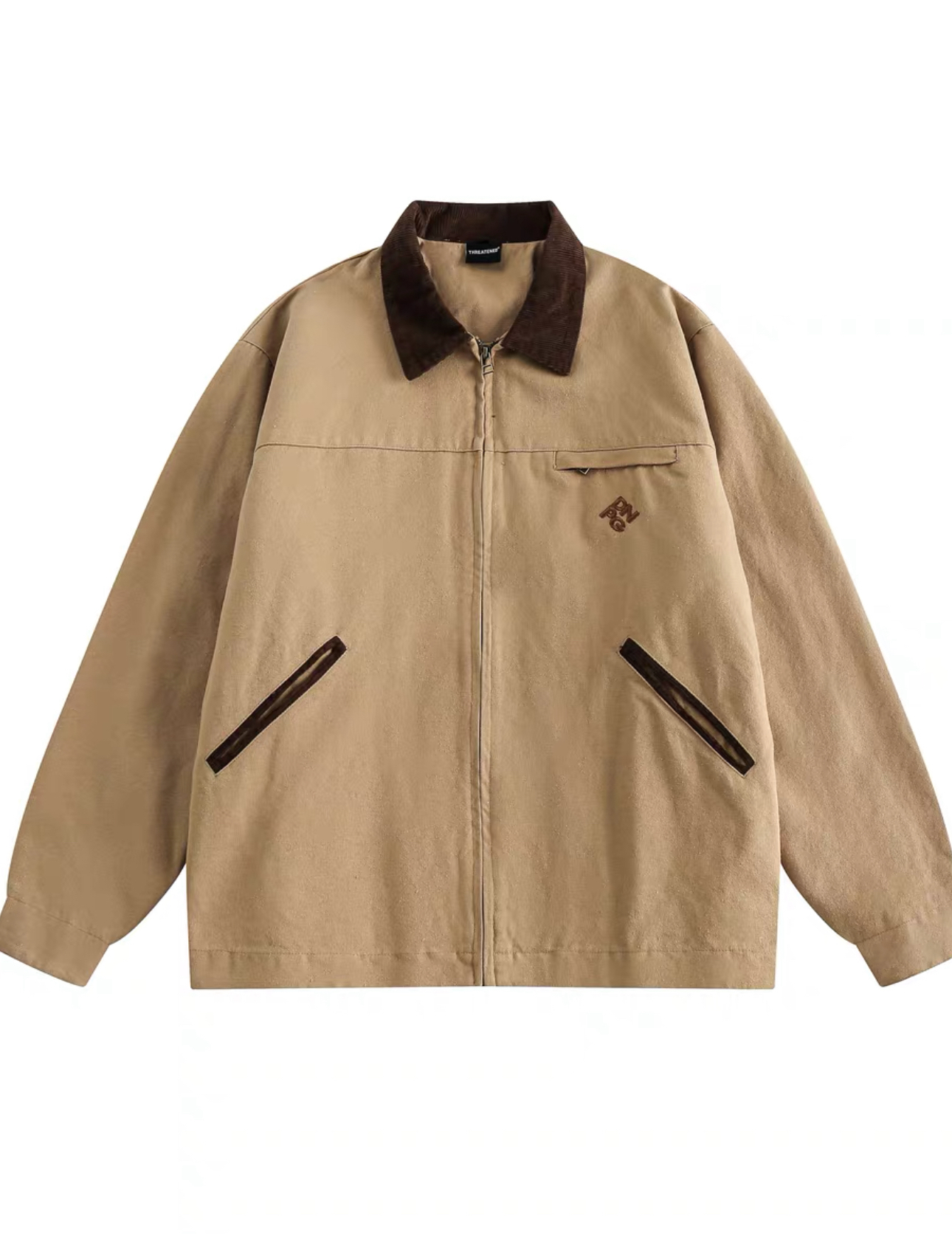 复古长袖厚款翻领冬季休闲韩版圆领粗纹理做旧夹克保暖