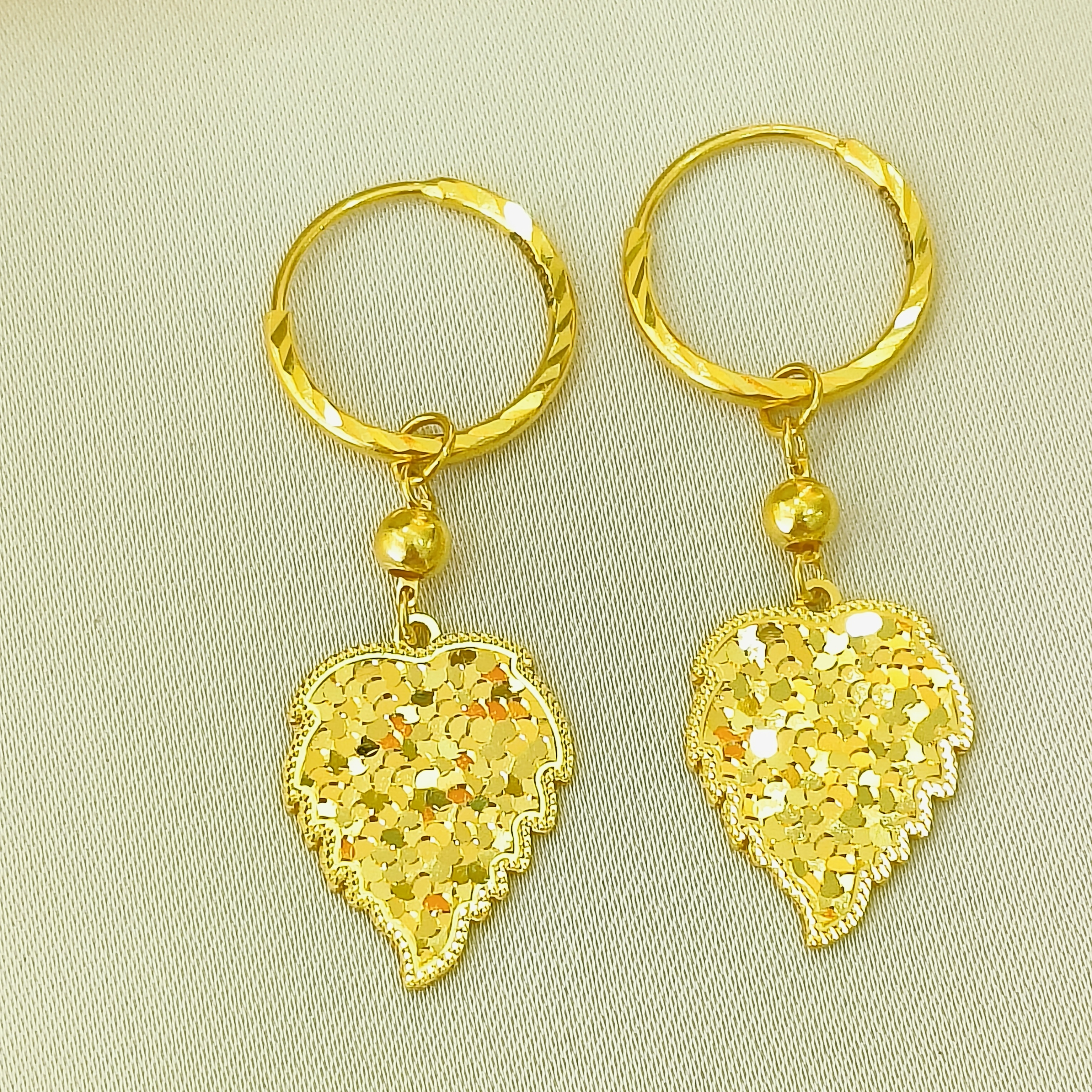 足金999时尚金叶子耳饰3.26g