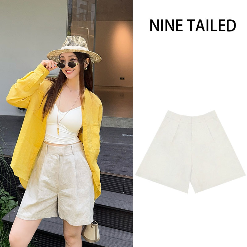 YIYI-【亚麻短裤】度假风亚麻显瘦休闲时尚简约百搭短裤YY25LL-KZ05