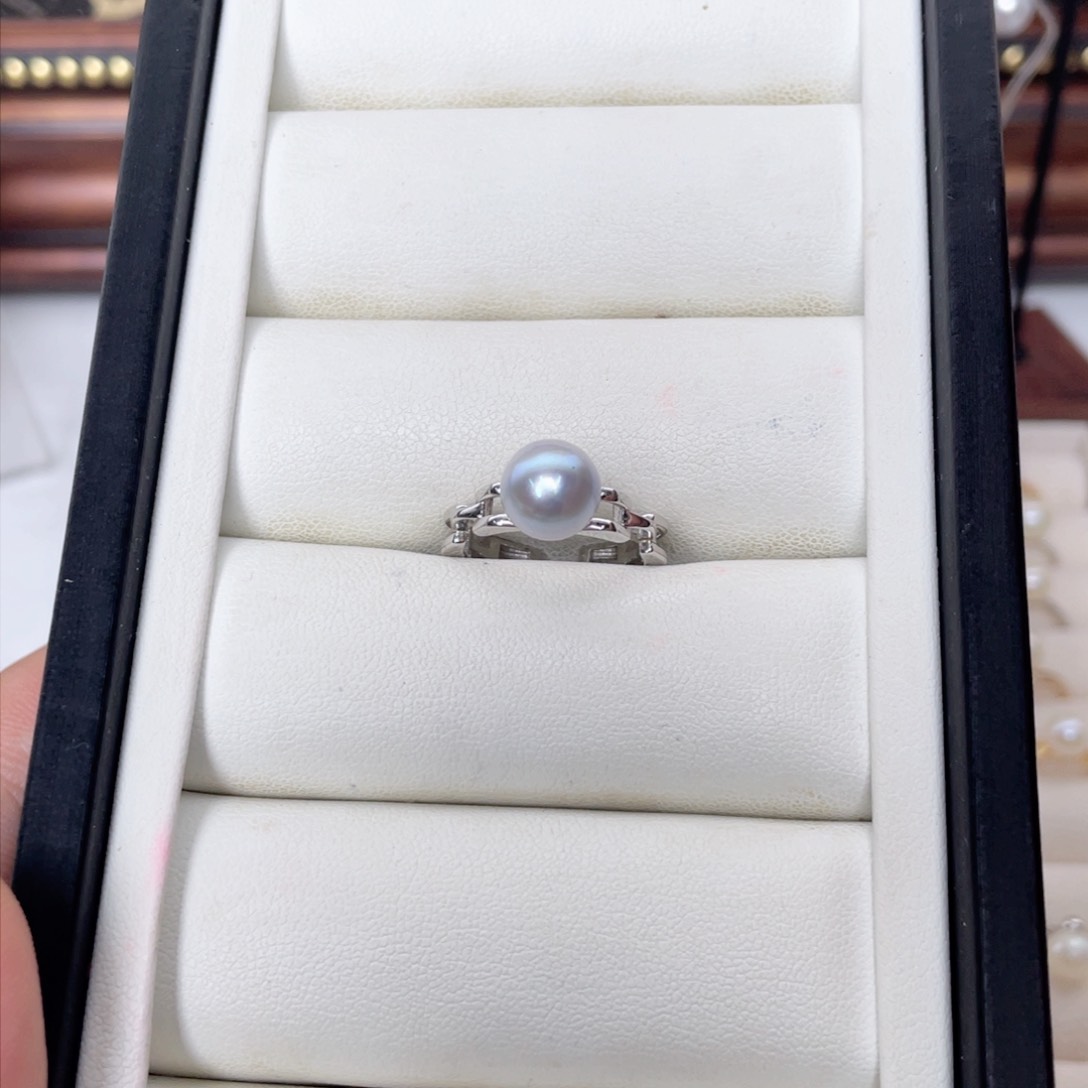 银S925镶嵌戒指海水珍珠