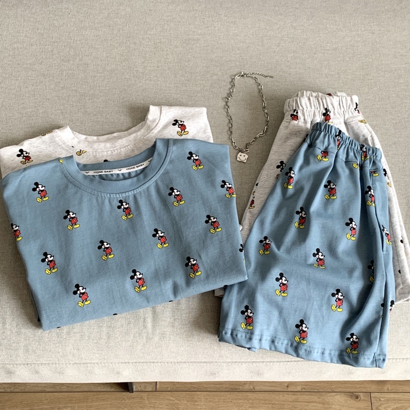 男童女童套装满印卡通鼠短袖短裤儿童两件套2025新 12325