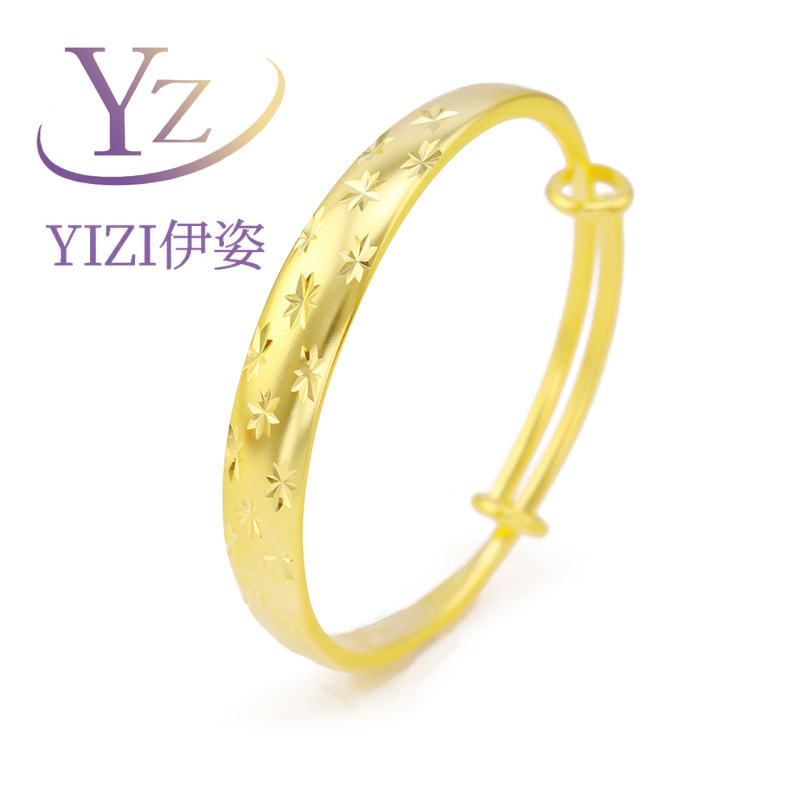 铜合金手镯 YIZI/伊姿 女款龙凤满天星梅花推拉手镯镀金手镯