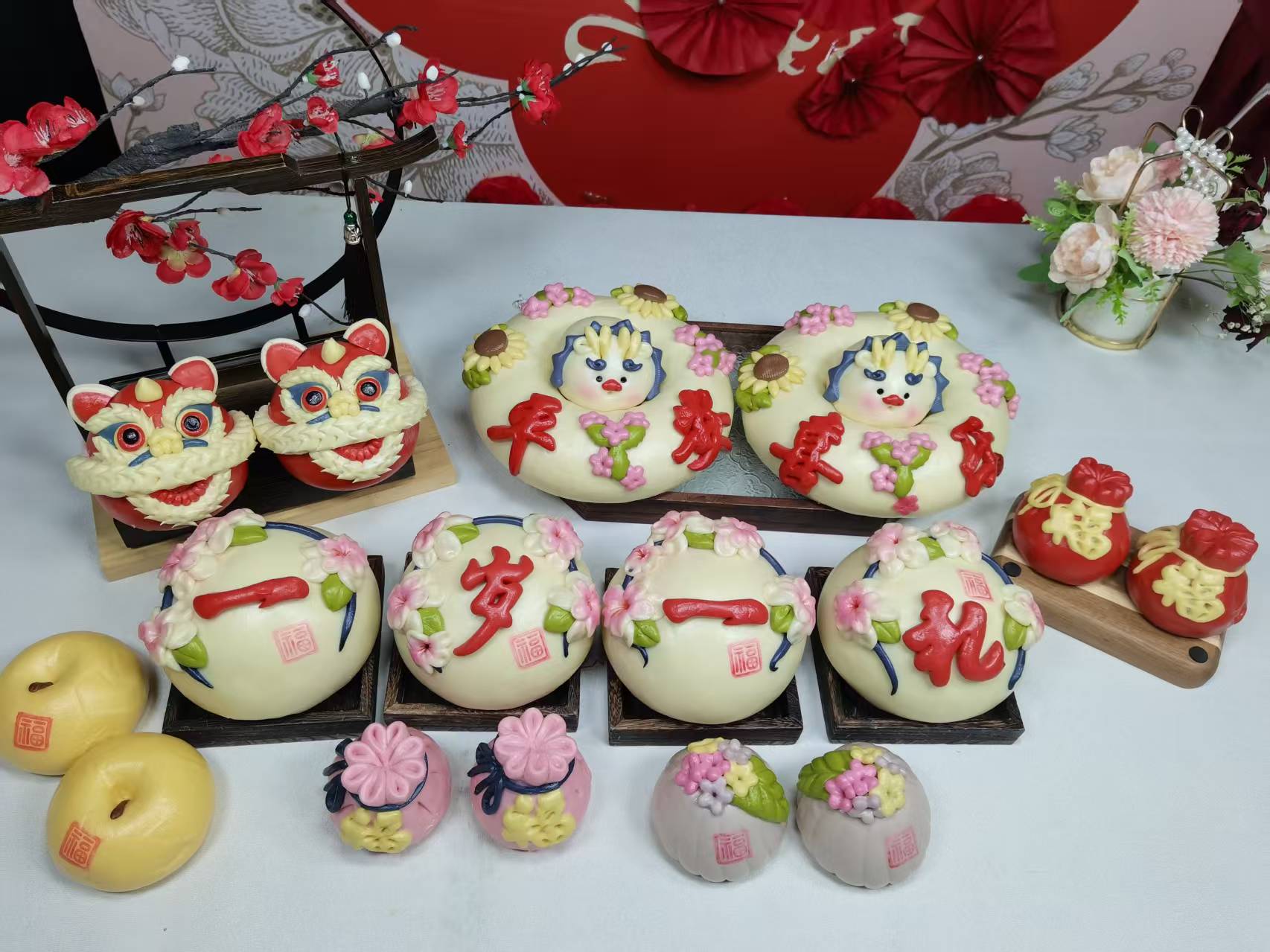 山东胶东花饽饽馒头宝宝周岁百岁百天花馍礼盒