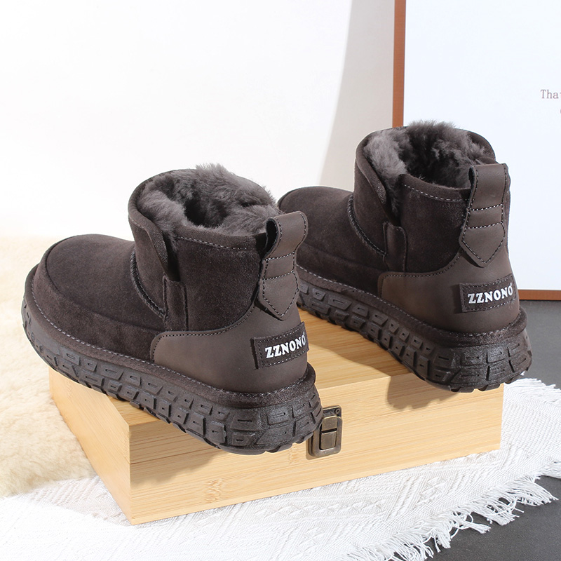 牛皮+羊皮毛一体！ZZ-2563男士超保暖超厚短筒雪地靴男款东北棉靴