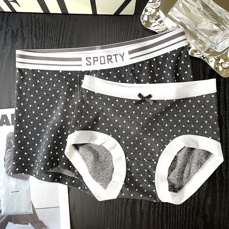 千鸟格款纯棉内裤一男一女中腰男士内裤夫妻内衣套装舒适透气