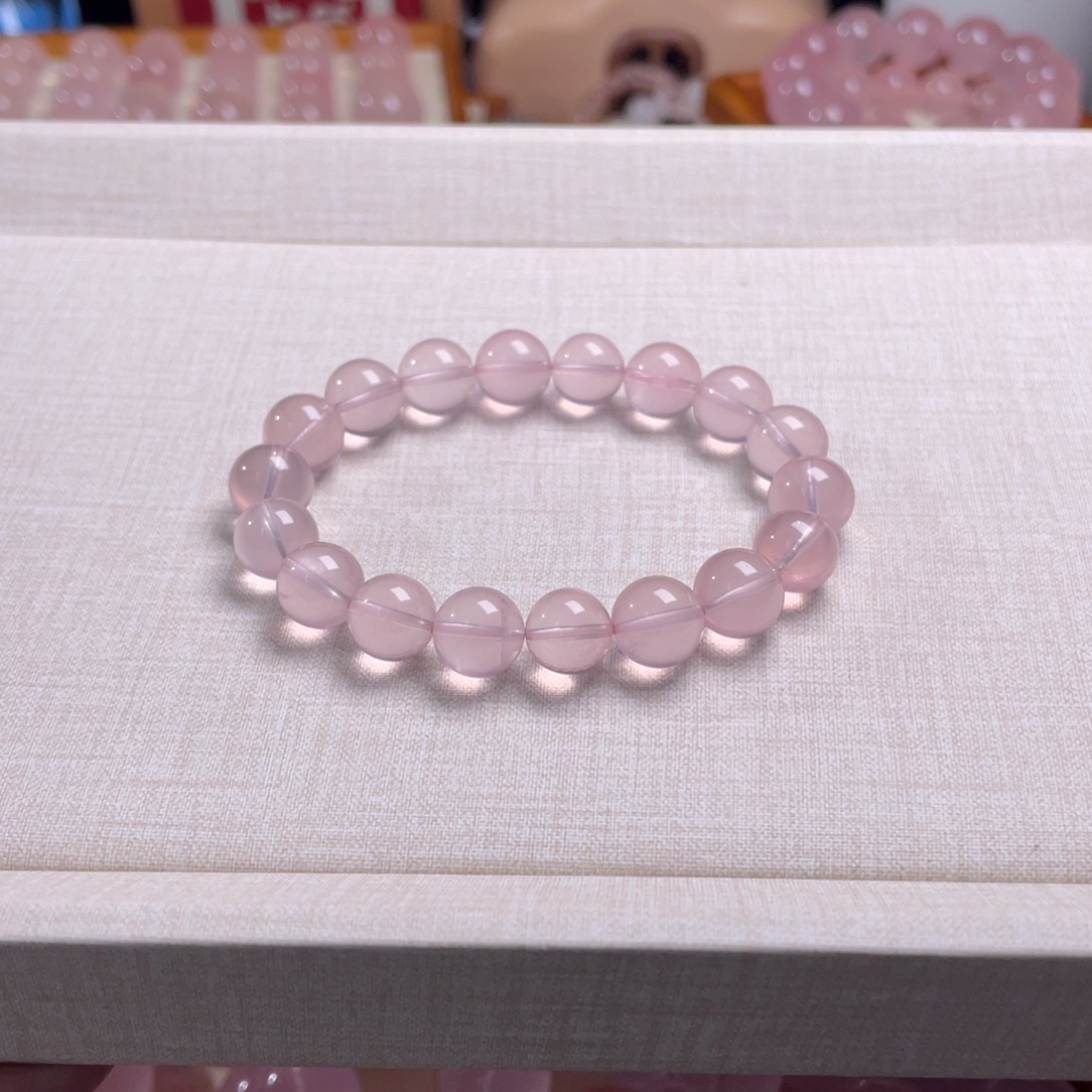 芙蓉石未镶嵌手链粉水晶卡10手串