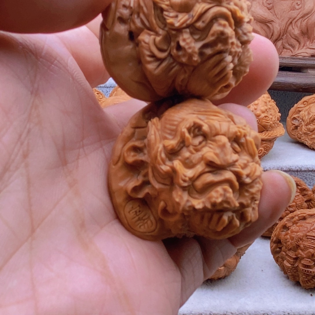 文玩核桃把件哦*K纯手工雕刻达摩悟禅
