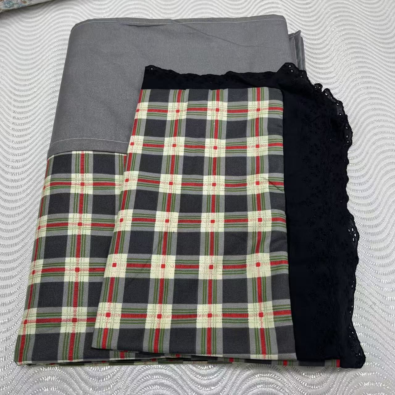 经典格子轻奢风网红款被褥三件套时尚