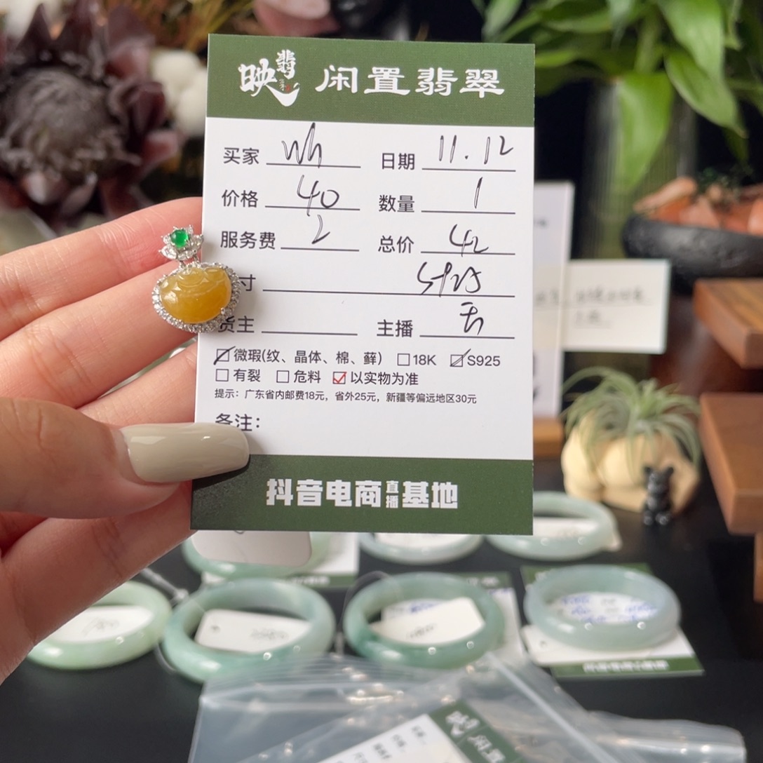 w***h翡翠银S925镶嵌颈饰翡翠