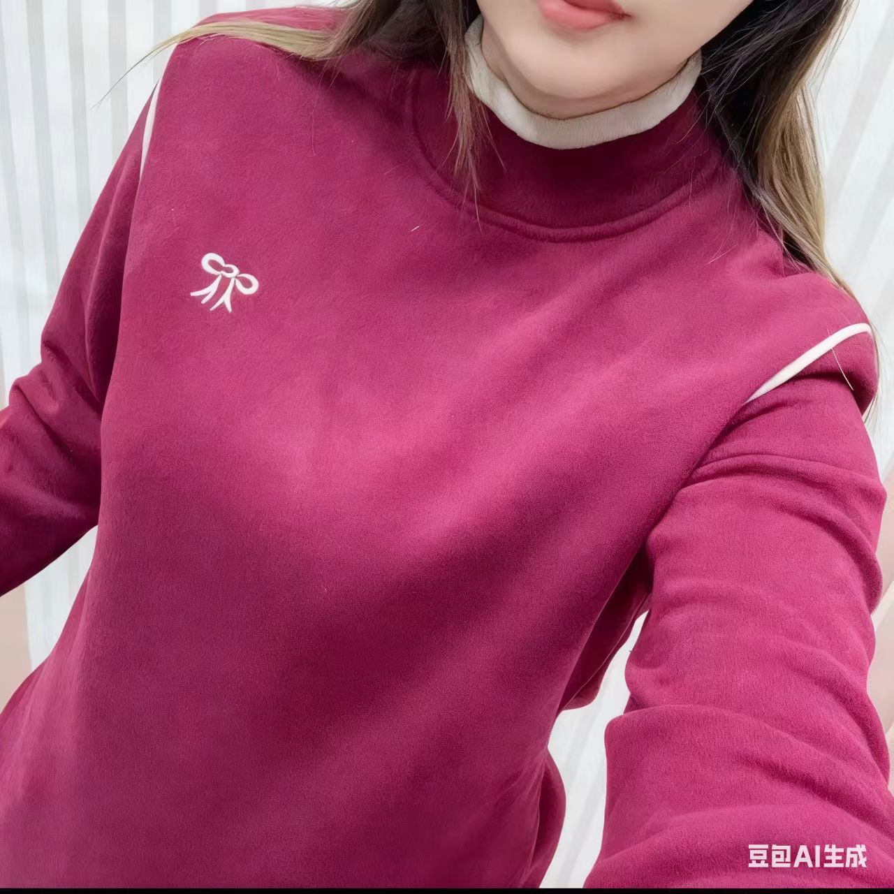 【新款福利】时尚洋气保暖撞色线条显气质圆领显瘦宽松弹性大