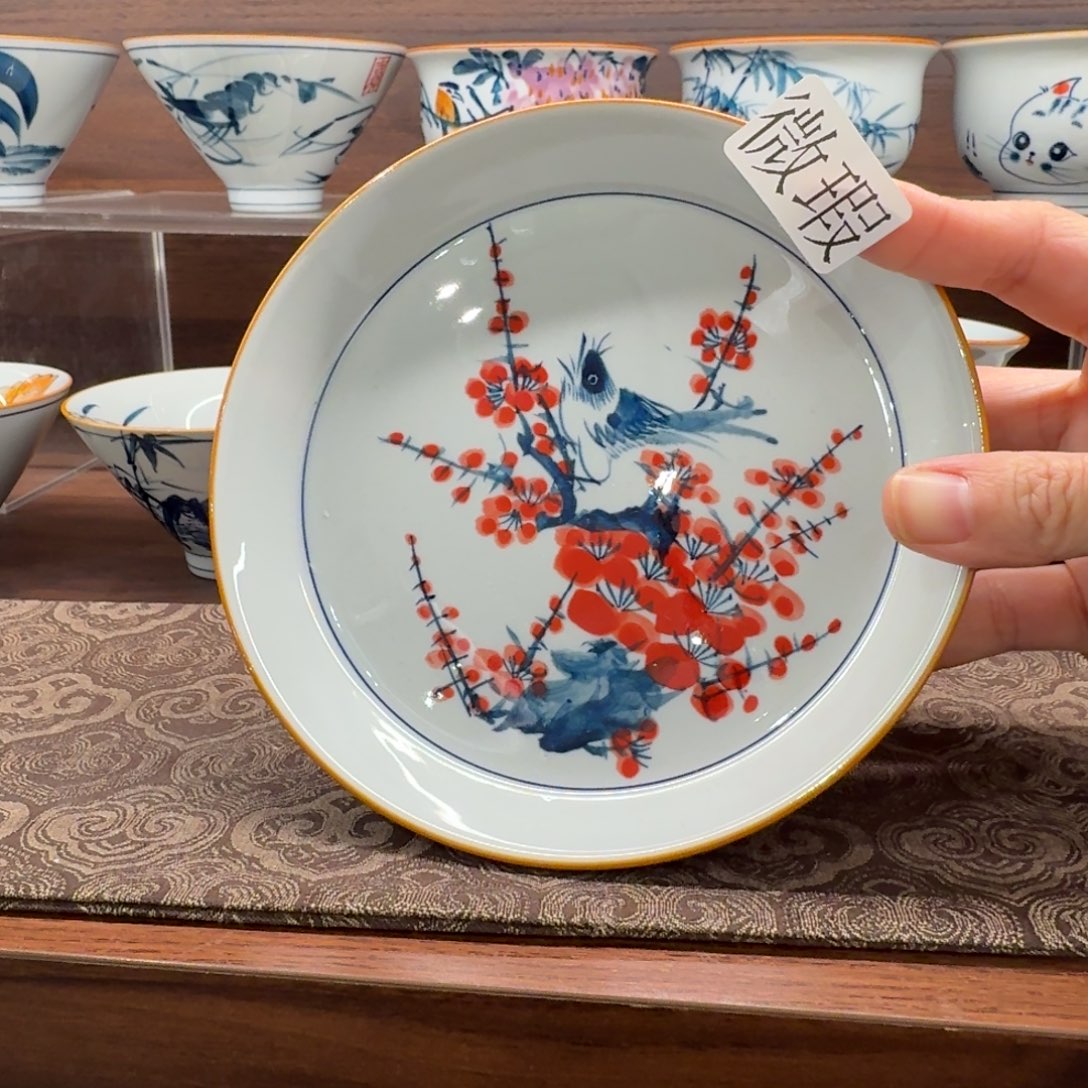 釉下手绘茶具微瑕