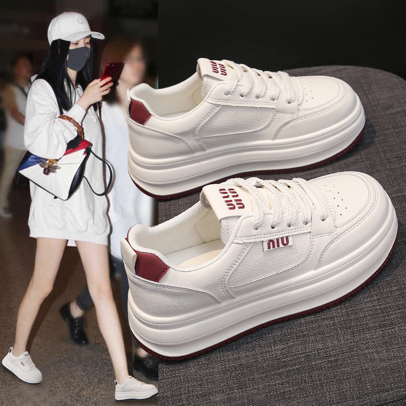 2025新款韩版松糕厚底小白鞋女百搭板鞋透气运动学生休闲女鞋309