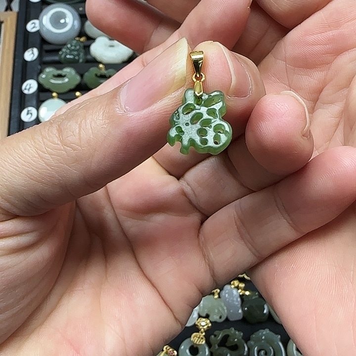 和田玉颈饰银S925镶嵌