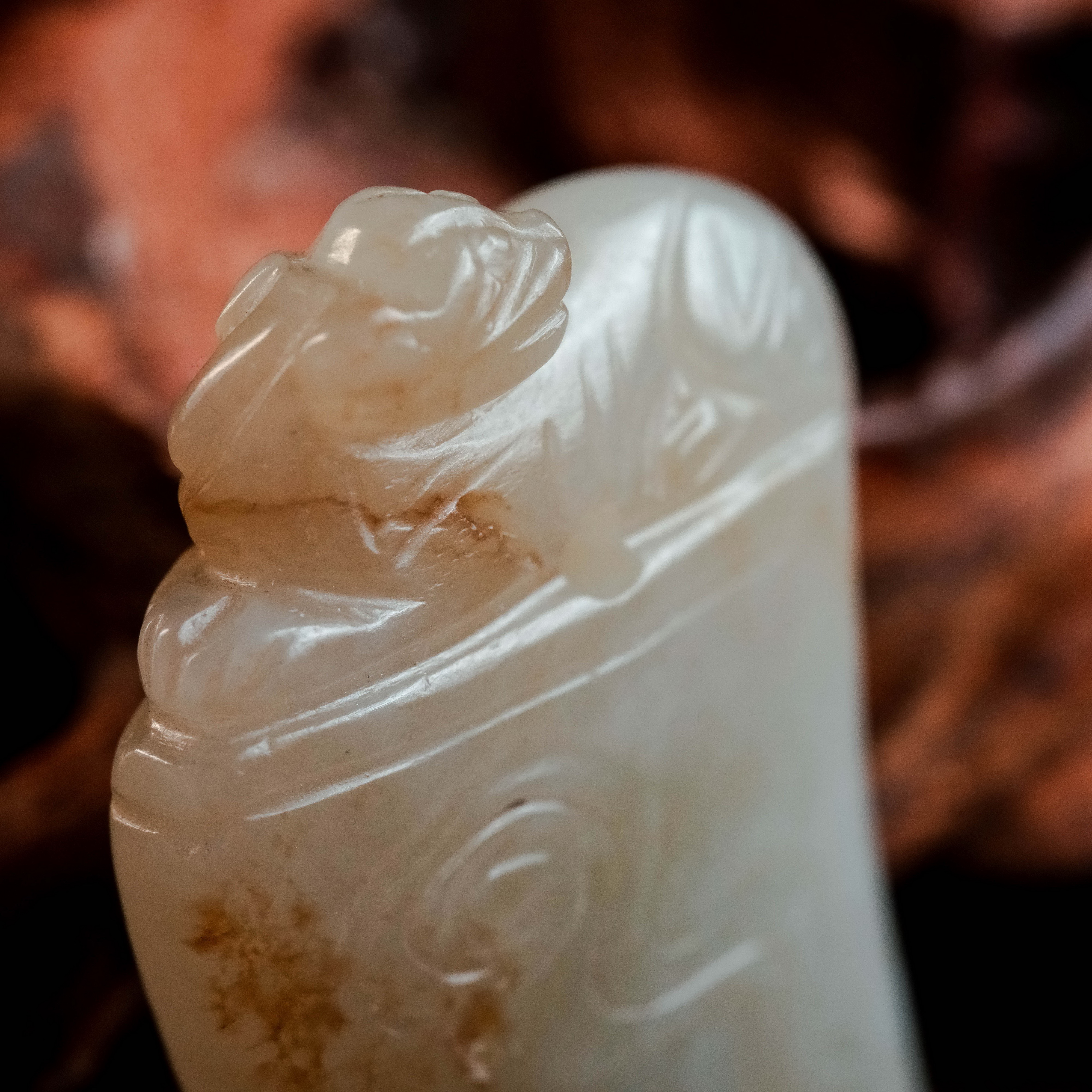 清代和田玉府上有兽-LM