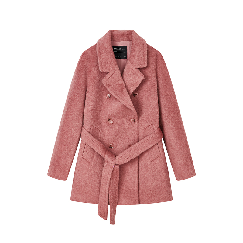 【尚雅专属】苏力羊驼毛羊绒中长大衣S8807