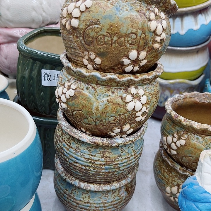 多肉绿植陶瓷花盆9.9包邮，有孔