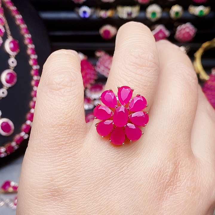 戒指银S925镶嵌红宝石