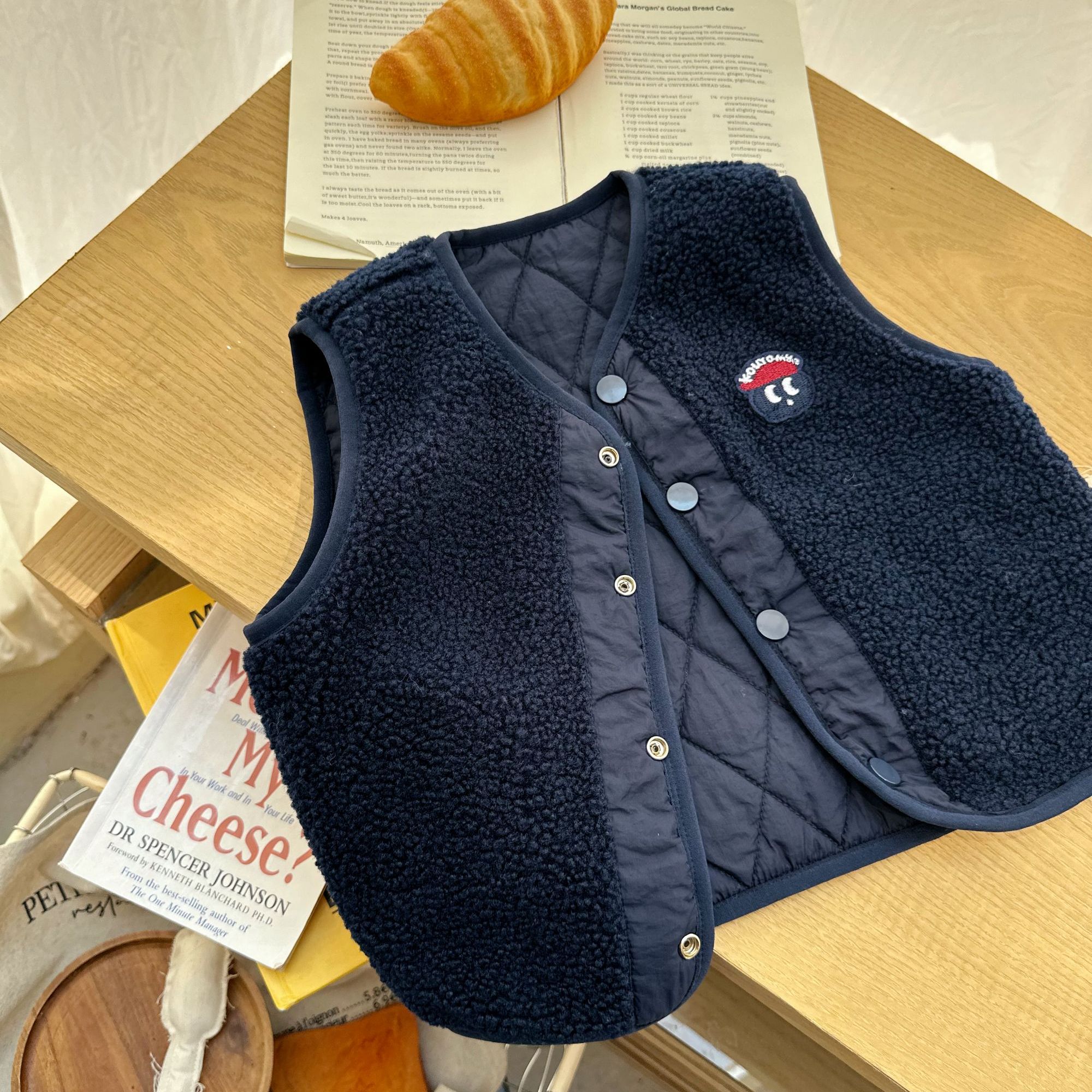 【现货】QW256324橘止皮25深秋男小童绗棉颗粒羊羔双面马甲