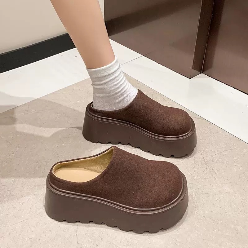 秋冬半拖勃肯鞋松糕厚底鞋包头懒人鞋一脚蹬2025-1