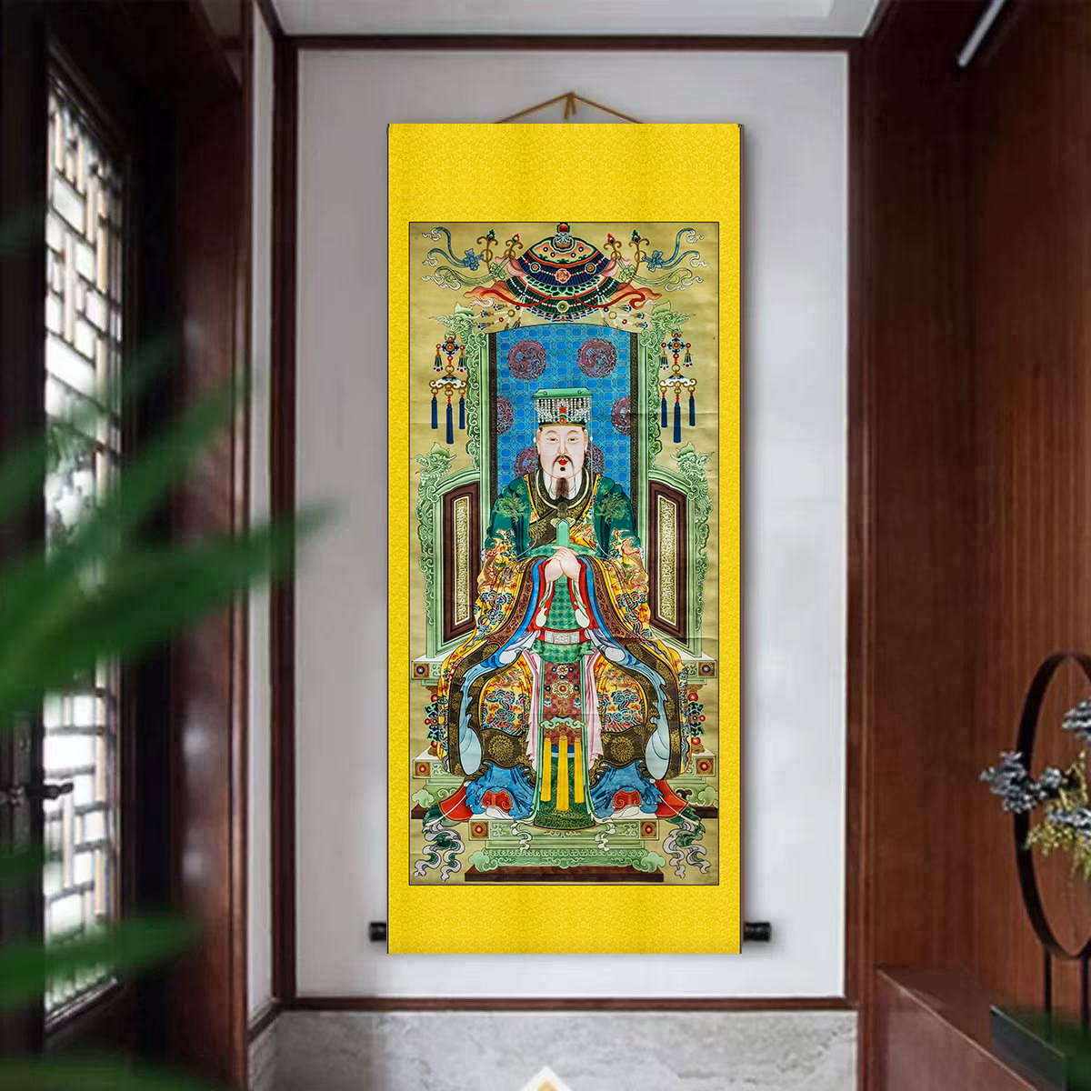 昊天 玉皇大帝挂画竖款喜庆字画中式入户玄关装饰画楼梯转角壁画