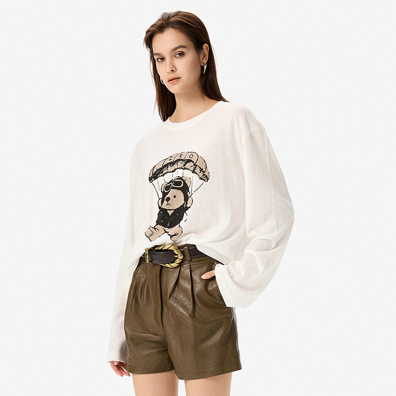 IRO Night【Teddy Tales联名】25秋季新款法式小熊印花长袖T恤