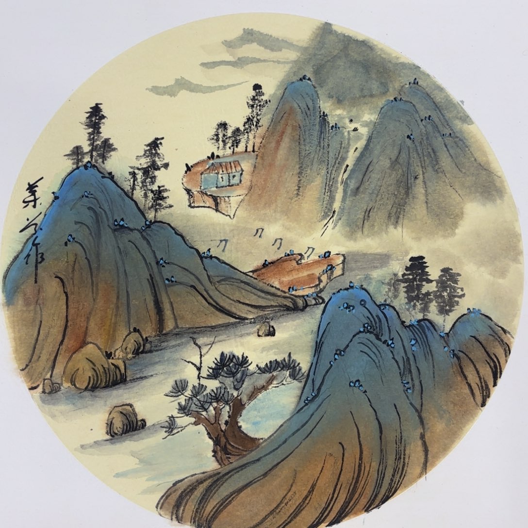 国画斗方山水防拍防拍