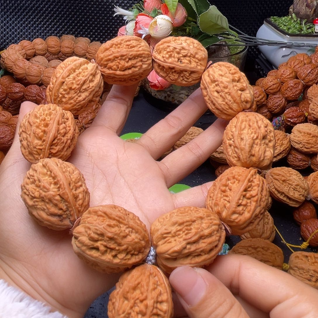 回***难手串文玩核桃野生粗筋八棱