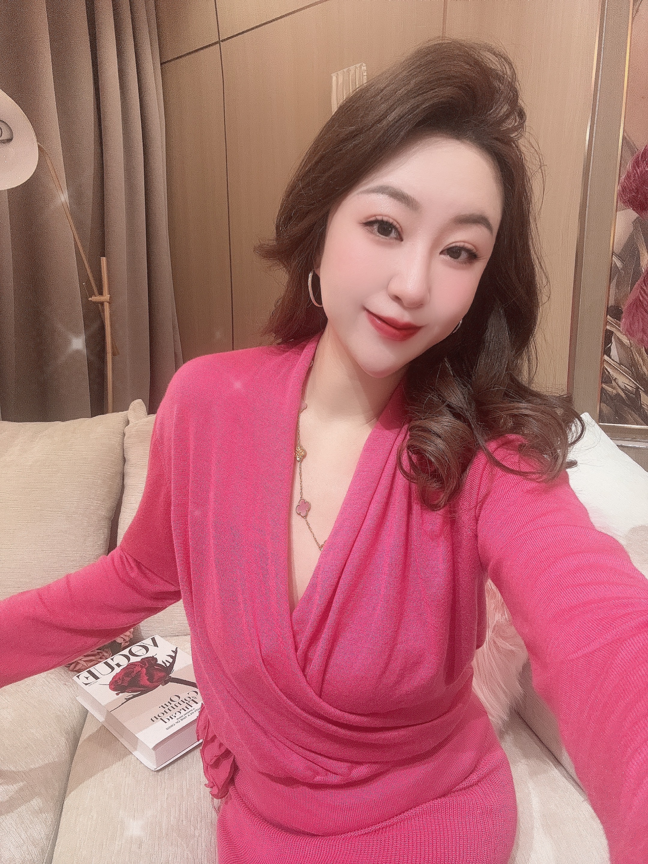 DC【雪山叠影】高级气质显瘦网红慵懒风套头开衫秋冬时尚外套粉色