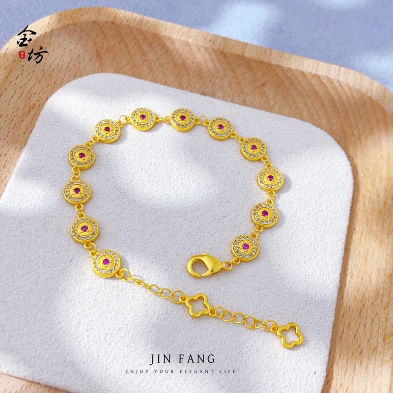 古法双圈点钻币手链精致轻奢国潮风