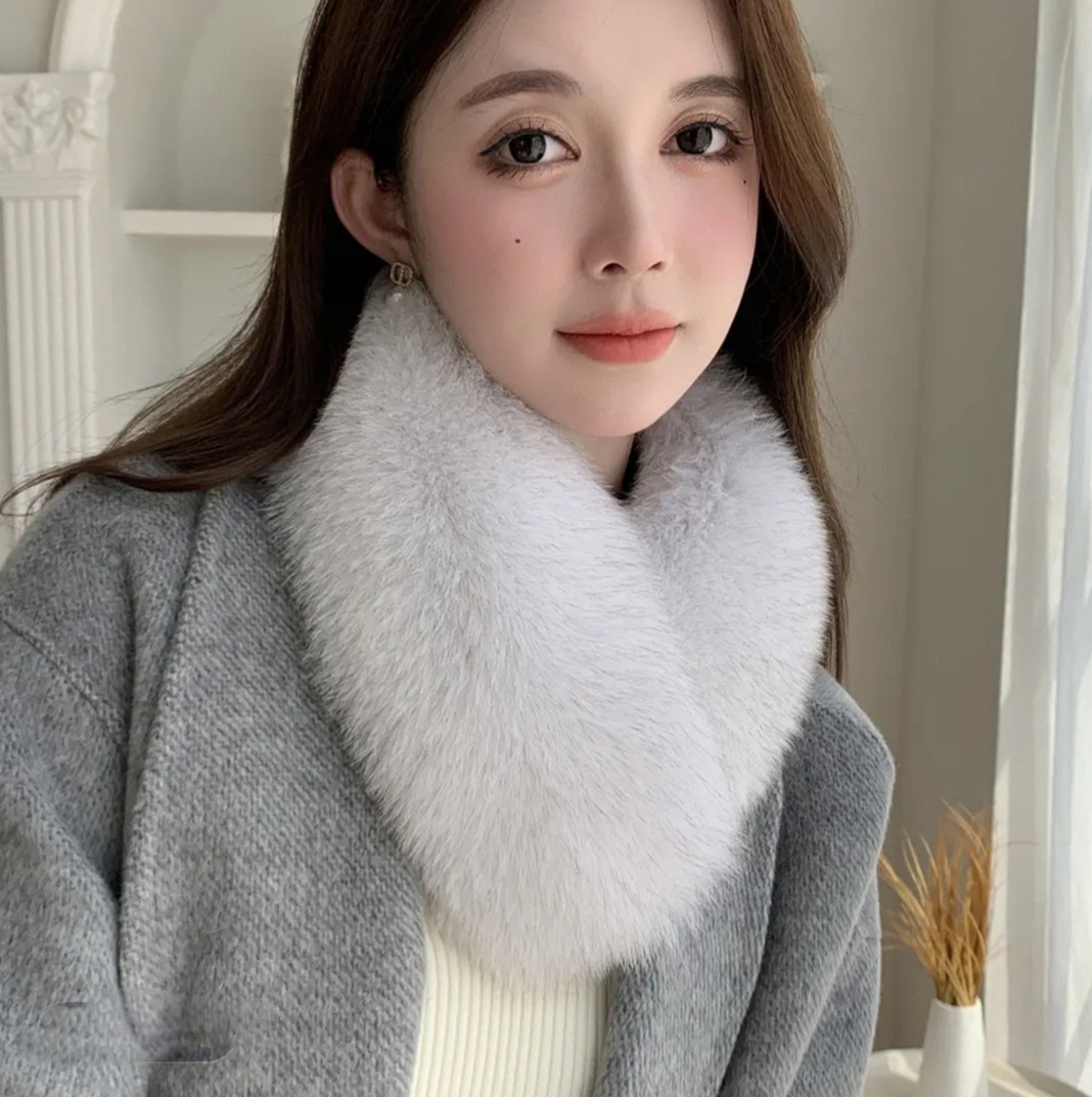 狐狸毛围巾冬季女百搭皮草双面真毛保暖围脖磁吸扣双面毛绒