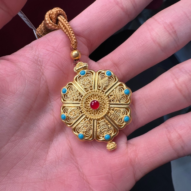 游蚊珠宝足金999黄金八宝罗盘