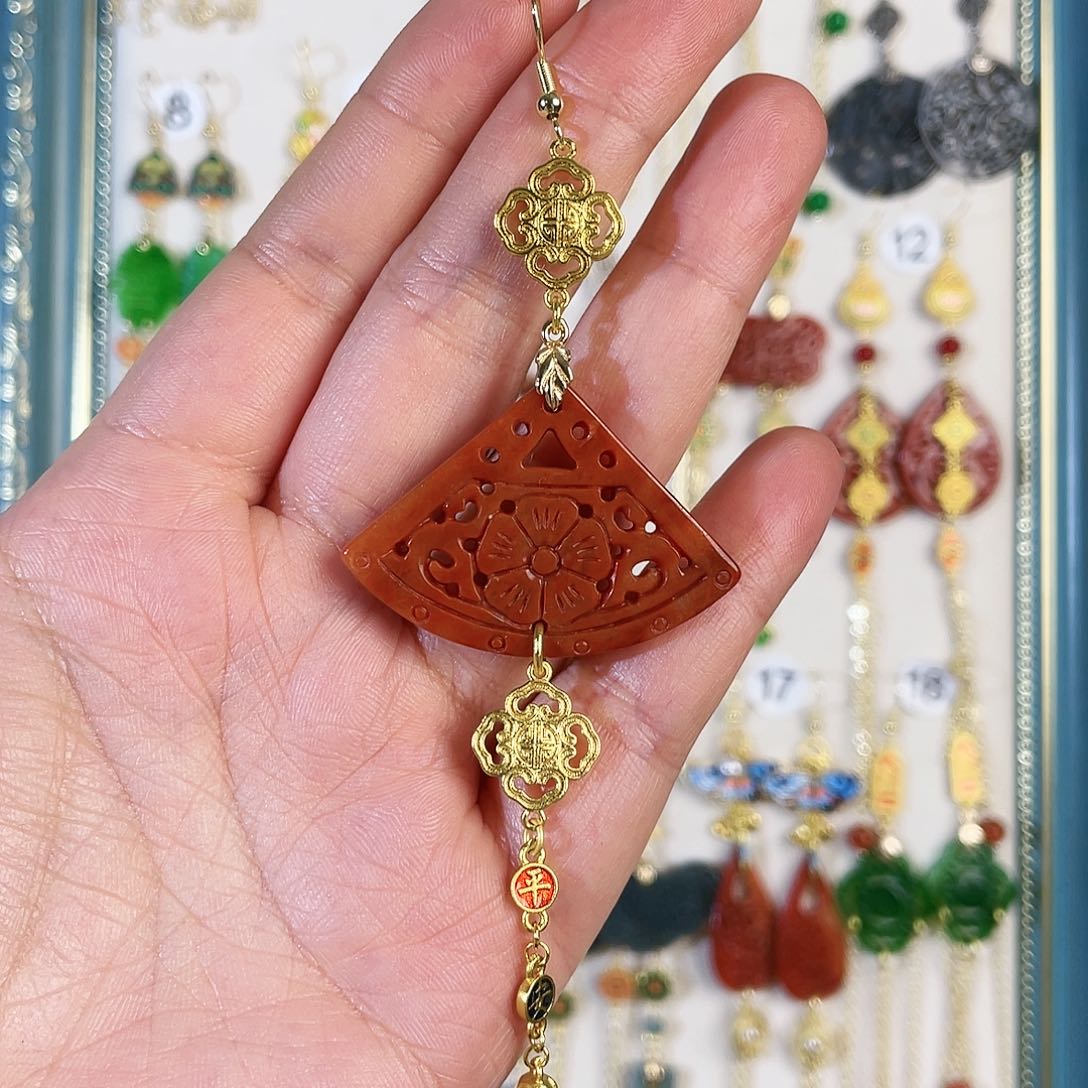 翡翠耳饰银S925镶嵌口****眷耳勾925单只